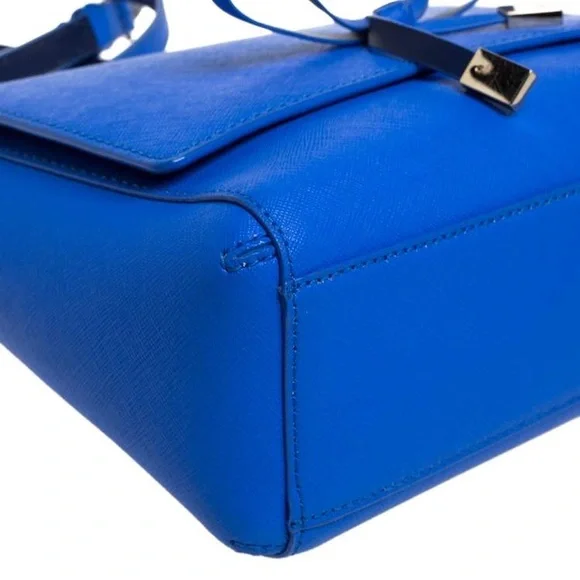 Kate Spade Blue Leather Bow Flap Crossbody Spacious Shoulder Bag 👜 Fits📱💄💵 - Picture 11 of 16